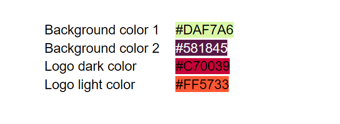 Types and styles of color codes to write down. You'll need them in the editor.